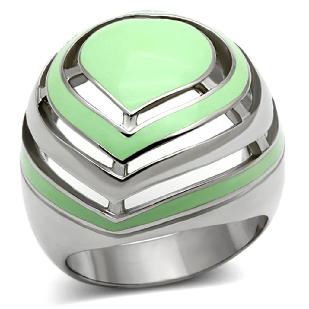 Stainless Steel Mint Green Enamel Geometric Dome Ring