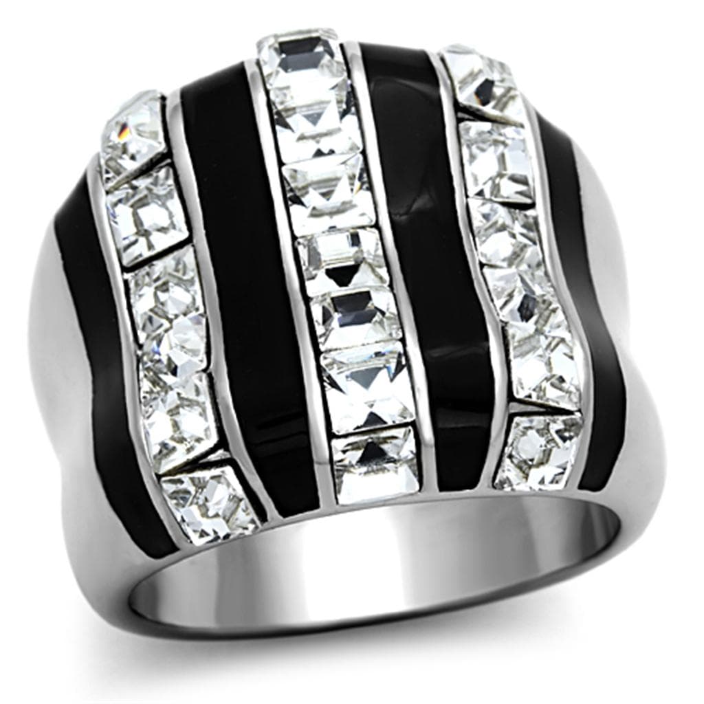 Stainless Steel Onyx Triple Row Ring | The Stainless Jewelry