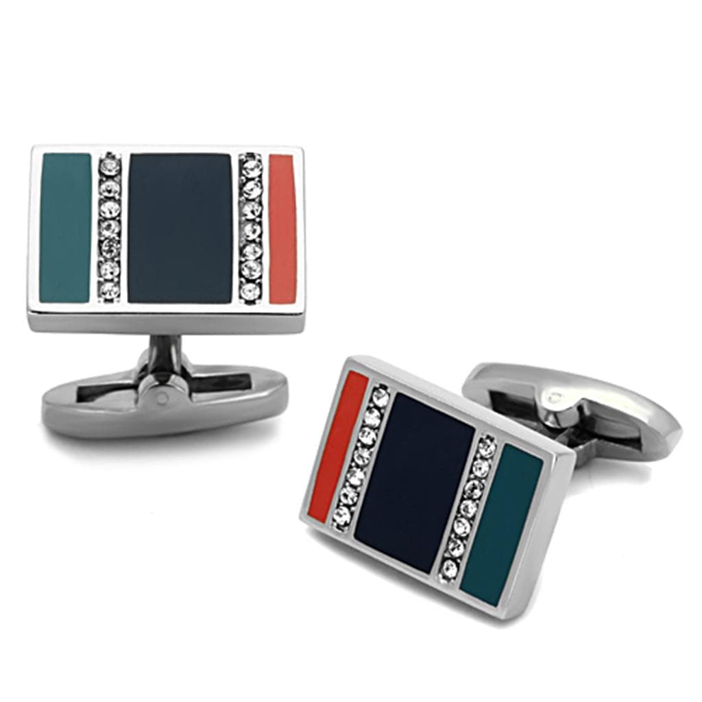 Stainless Steel Enamel Color Block Cufflink
