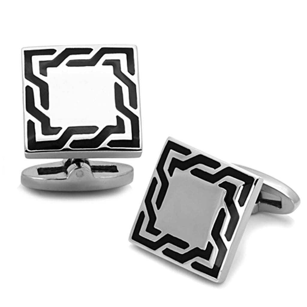 Stainless Steel Black Enamel Geometric Maze Square Bracelet