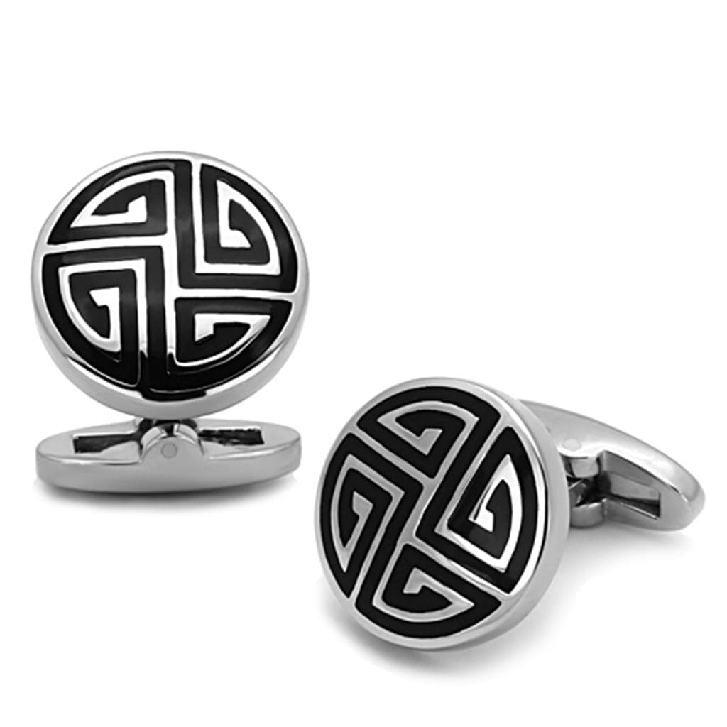 Stainless Steel Labyrinth Circle Cufflink | The Stainless Jewelry