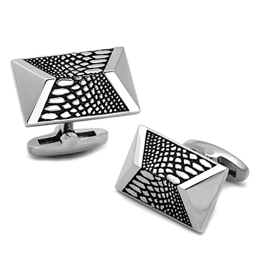 Stainless Steel Textured Snakeskin Triangle Rectangle Bracelet