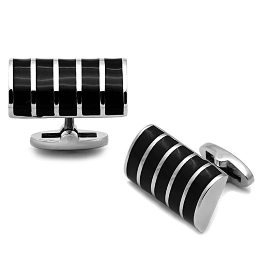 Stainless Steel Stripe Grid Cufflink | The Stainless Jewelry