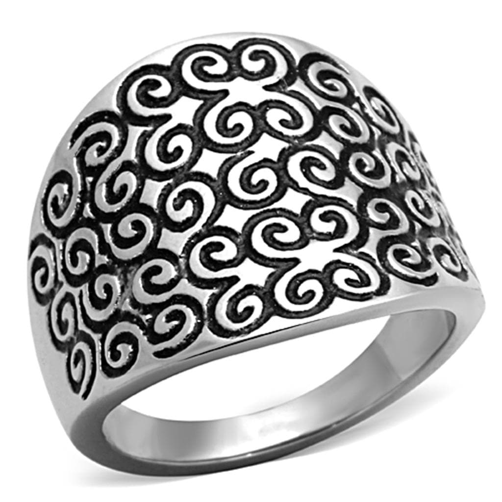Stainless Steel Filigree Scroll Wide Dome Ring
