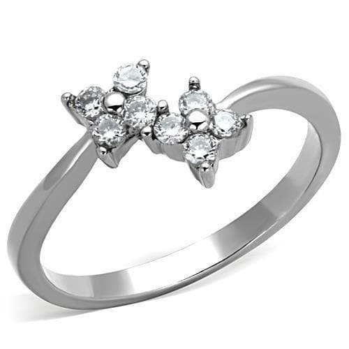 Stainless Steel CZ Marquise Star Cluster Ring