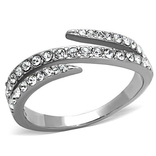Stainless Steel CZ Pave Spiral Bypass Ring