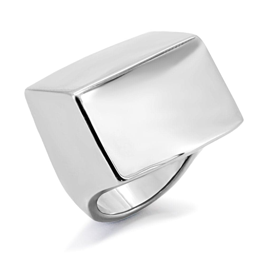 Stainless Steel Polished Flat Square Mens Signet Ring
