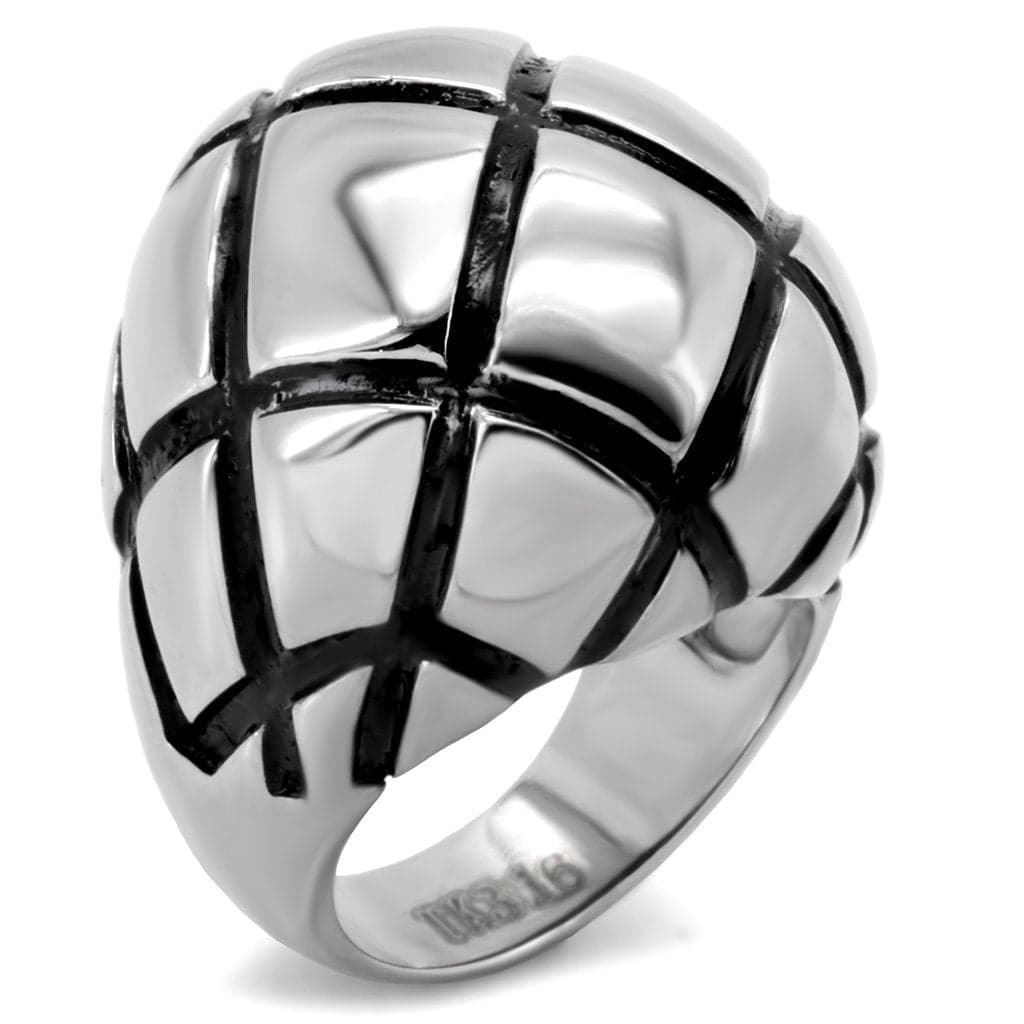 Stainless Steel Enamel Grid Dome Ring | The Stainless Jewelry