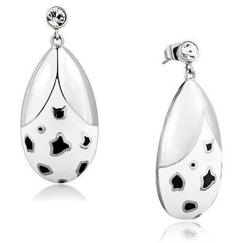 Stainless Steel Leopard Spot Cutout Teardrop Dangle Earrings