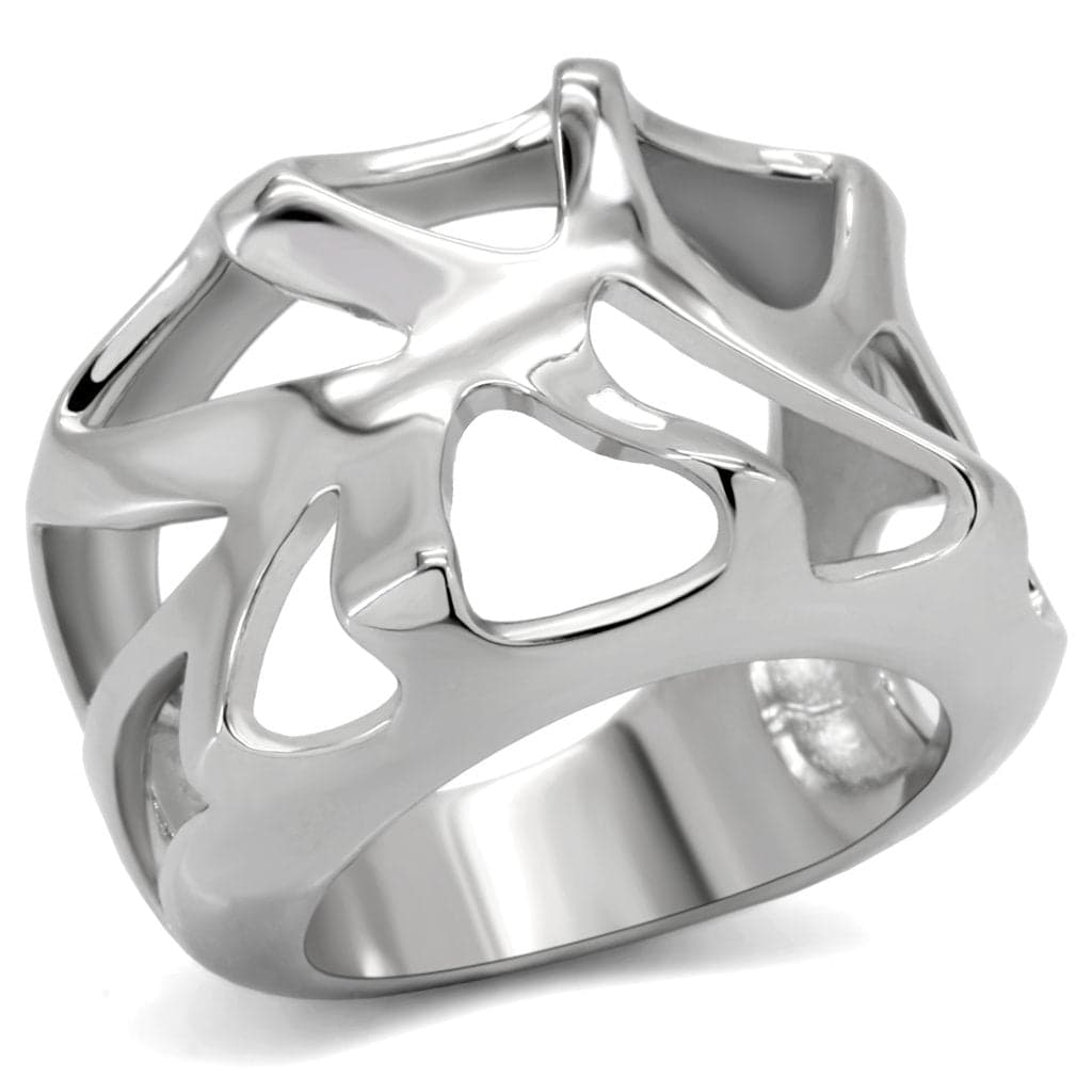 Stainless Steel Abstract Cutout Openwork Wide Band Ring