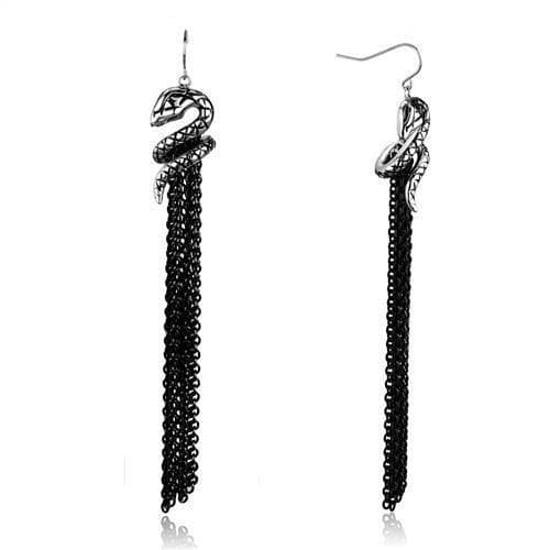 Stainless Steel Dark Snake Chain Tassel Dangle Earrings
