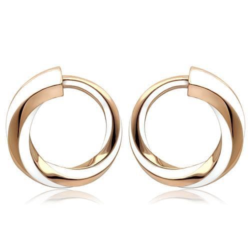 Stainless Steel Rose Gold Interlocking Circle Hoop Earrings