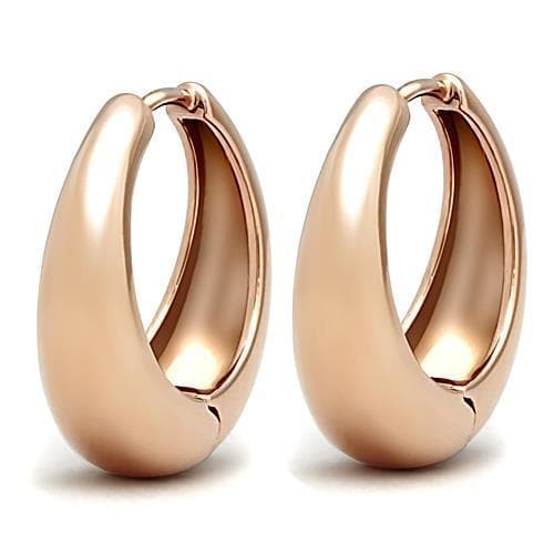Stainless Steel Rose Gold Smooth Tapered Hoop Earrings