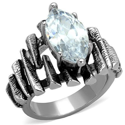 Stainless Steel CZ Marquise Gothic Claw Prong Ring