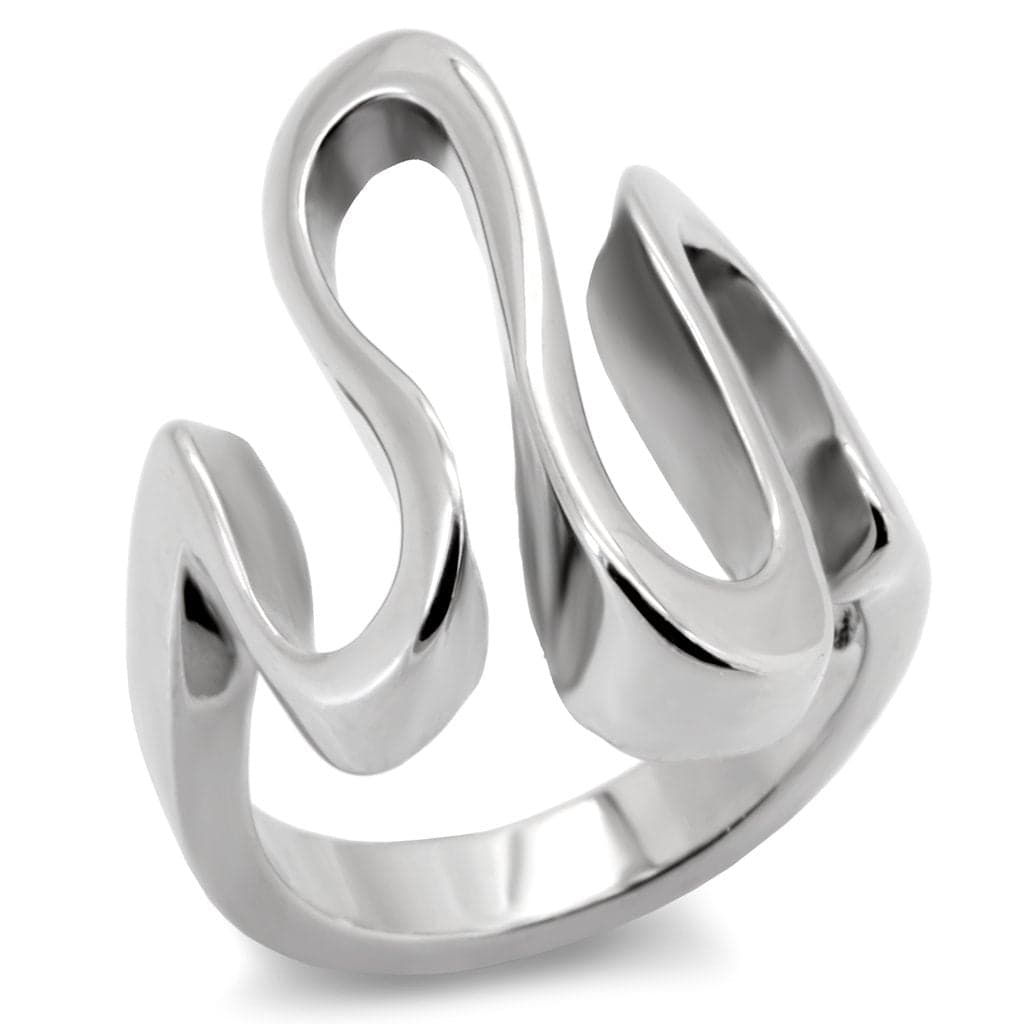 Stainless Steel Abstract S Curve Sculptural Ring