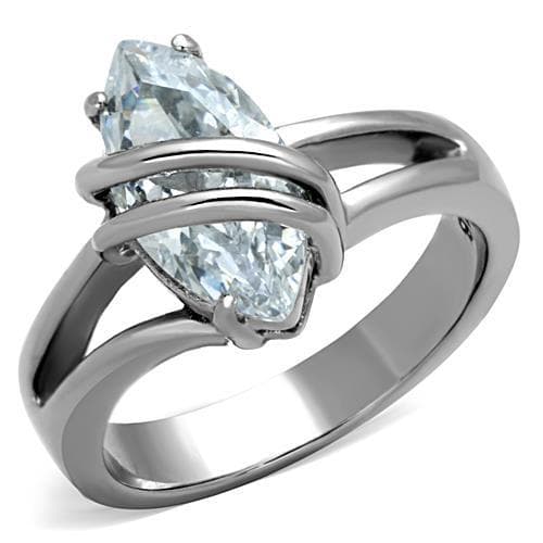Stainless Steel CZ Pear Trillion Split Band Ring