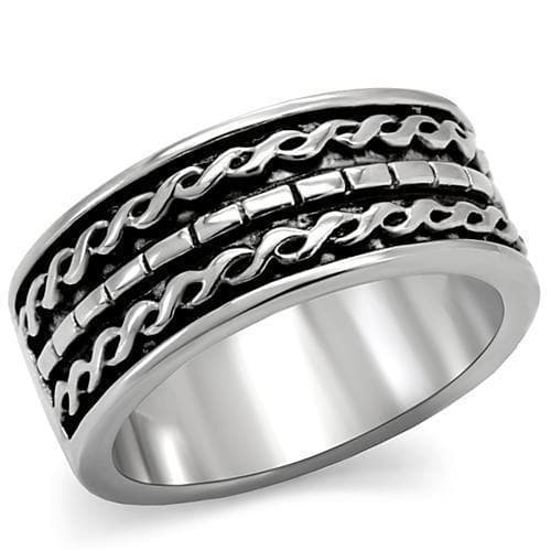 Stainless Steel Chain Link Pattern Wide Band Ring