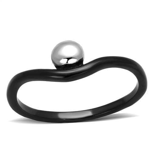 Stainless Steel Black IP Pearl Open Ring | The Stainless Jewelry