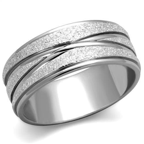 Stainless Steel Matte Sandblast Stripe Step Band Ring