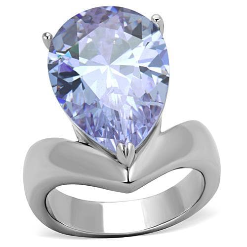 Stainless Steel Lavender Pear Crystal Twist Band Ring