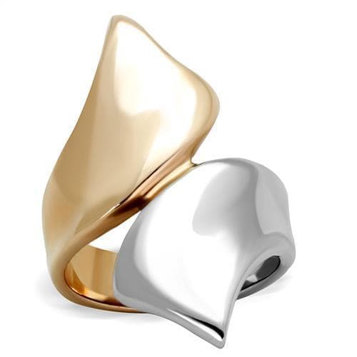 Stainless Steel Gold IP Sculpted Leaf Ring