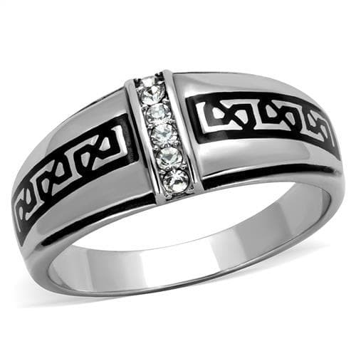 Stainless Steel Greek Key Meander Band Ring