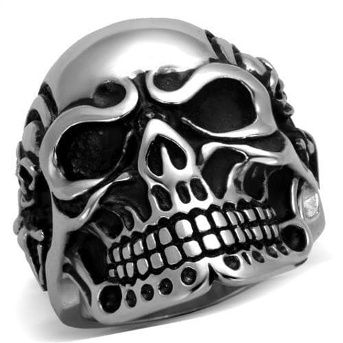 Stainless Steel Flame Skull Ring | The Stainless Jewelry