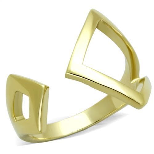 Stainless Steel Gold IP Geometric Angular Open Bypass Ring