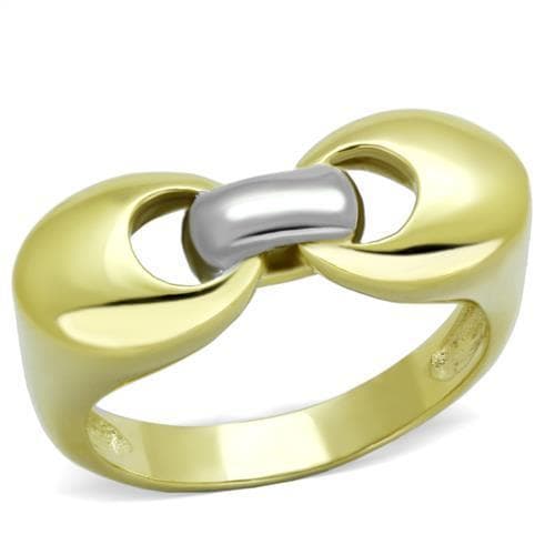 Stainless Steel Gold IP Two Tone Interlocking Loop Ring