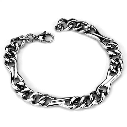 Stainless Steel Figaro Chain Link Bracelet