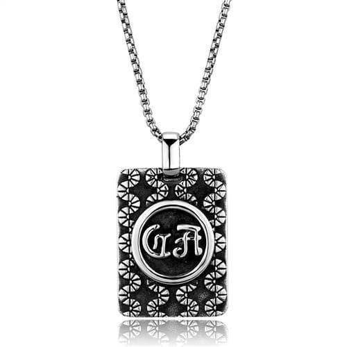 Stainless Steel Monogram Initial Square Pendant Necklace