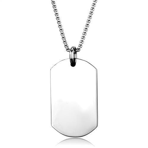 Stainless Steel Polished Military Dog Tag Pendant Necklace