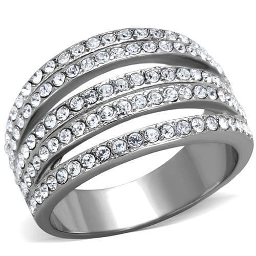 Stainless Steel Multi-Row Striped Band Ring