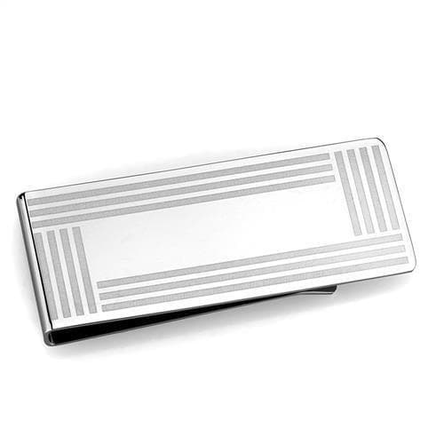 Stainless Steel Garnet Solitaire Money Clip
