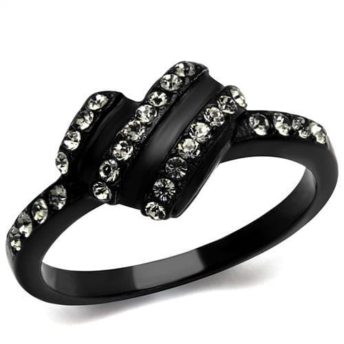 Stainless Steel Black IP CZ Multi Row Dome Ring