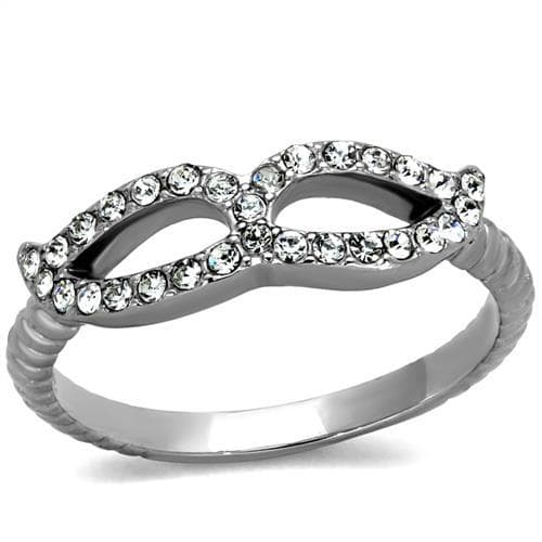 Stainless Steel CZ Infinity Figure Eight Pave Twisted Ring