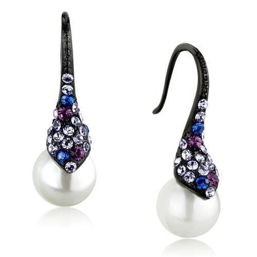 Stainless Steel Multi Color Crystal Pearl Drop Hook Earrings