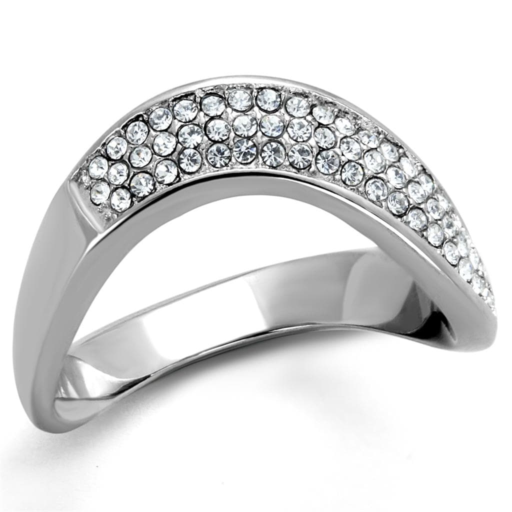 Stainless Steel CZ Pave Arch Dome Wide Band Ring
