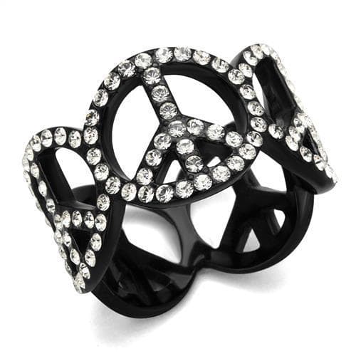 Stainless Steel Black IP CZ Celtic Knot Cutout Wide Ring
