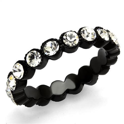 Stainless Steel Black IP CZ Bezel Round Eternity Band Ring