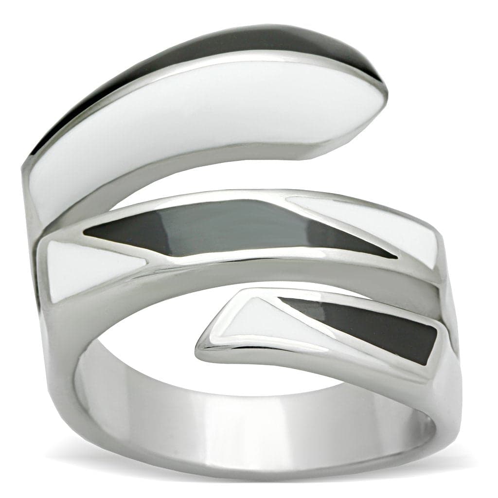 Stainless Steel Polished Geometric Cutout Wide Cuff Ring