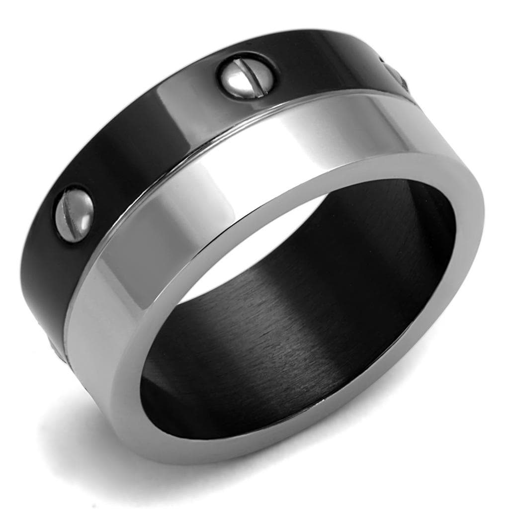 Stainless Steel Black IP Polished Screw Accent Ring