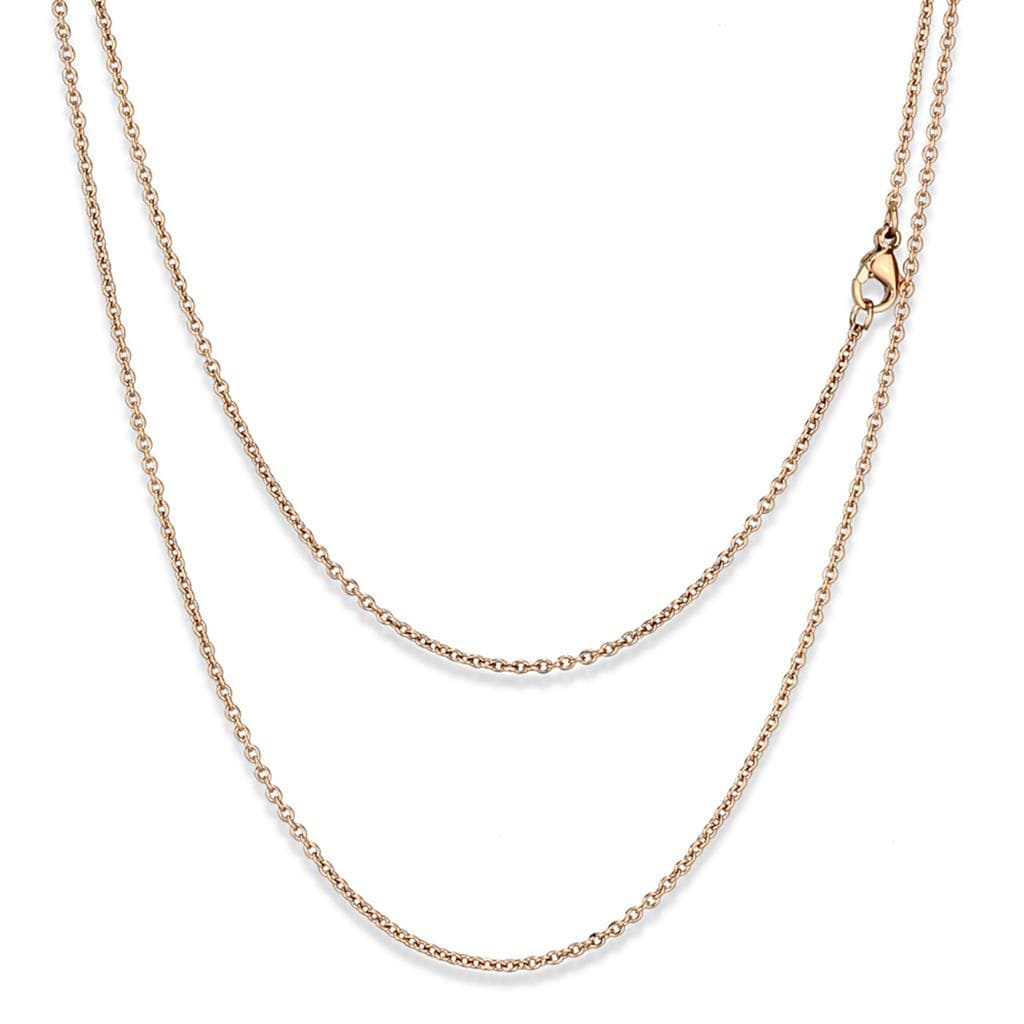 Stainless Steel Rose Gold IP Cable Layered Necklace