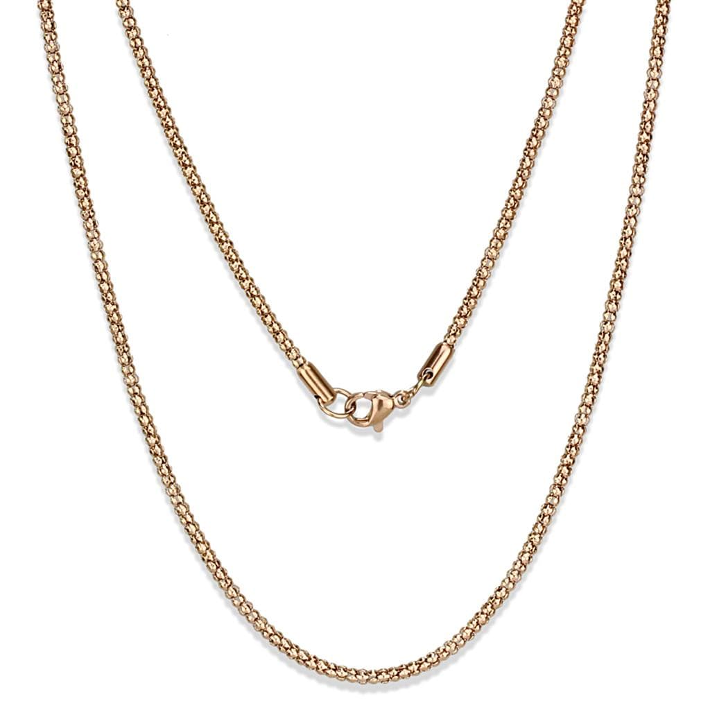 Stainless Steel Rose Gold IP Foxtail Mesh Necklace
