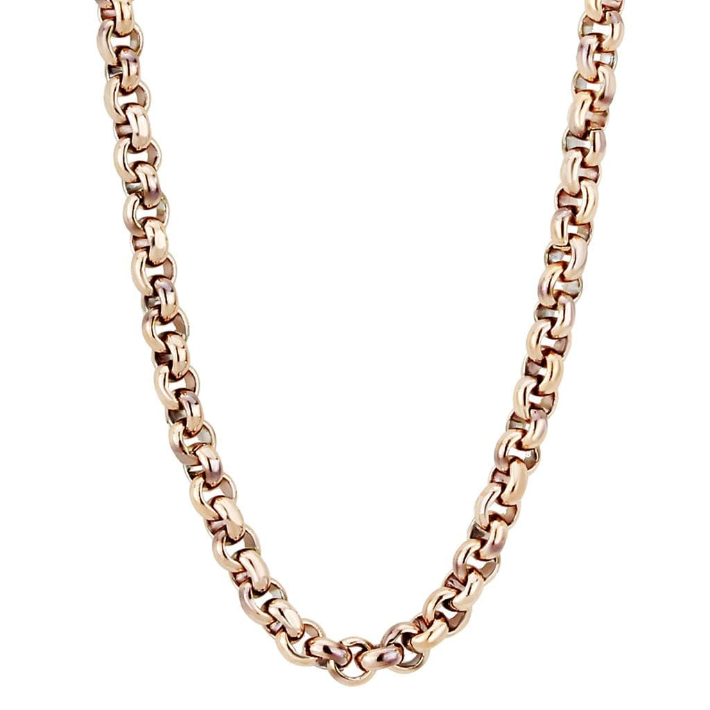 Stainless Steel Rose Gold IP Belcher Rolo Heavy Necklace