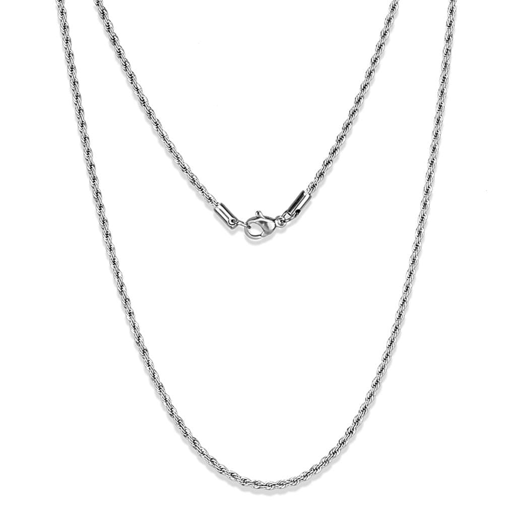 Stainless Steel Silver Rope Twisted Necklace