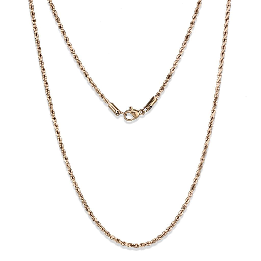 Stainless Steel Rose Gold IP Rope Twisted Necklace