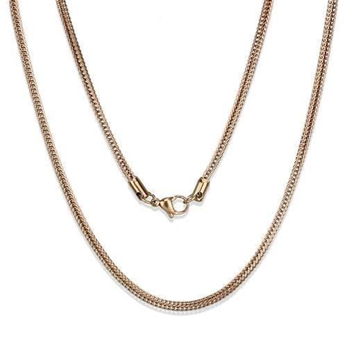Stainless Steel Rose Gold IP Curb Necklace