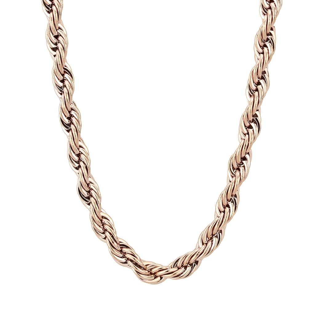 Stainless Steel Rose Gold IP Rope Thick Chunky Ring