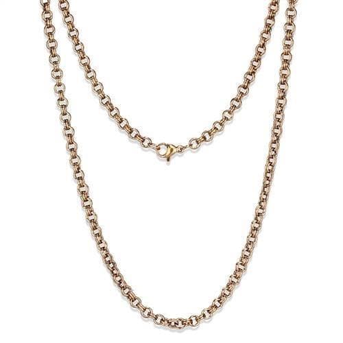 Stainless Steel Rose Gold IP Belcher Rolo Layered Necklace